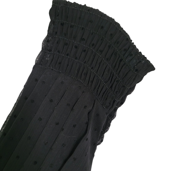 Bisou Bisou LBD Swiss Dot Sleeveless V Neck Elastic Waist w/Tie Belt Sz 14 - Picture 6 of 10